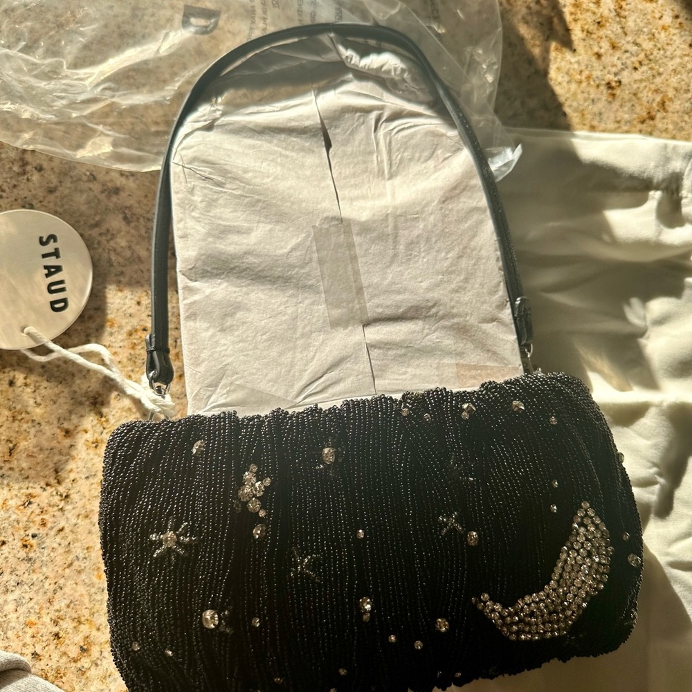 NWT STAUD Starry Night Beaded Bean shoulder bag - Picture 3 of 11